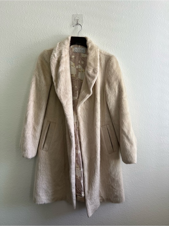 Jackets & Blazers - Women's Cream Faux Fur Coat - Classic Longline Jacket